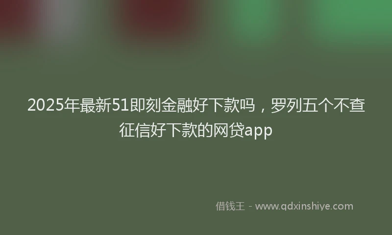 2025年最新51即刻金融好下款吗，罗列五个不查征信好下款的网贷app