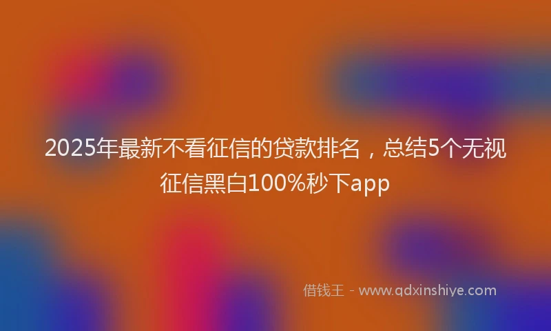 2025年最新不看征信的贷款排名，总结5个无视征信黑白100%秒下app