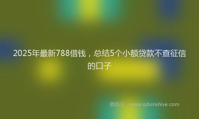 2025年最新788借钱，总结5个小额贷款不查征信的口子