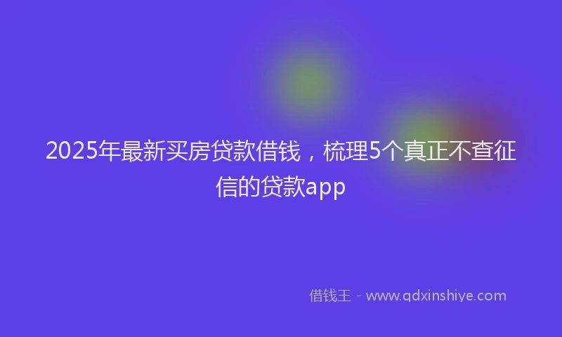 2025年最新买房贷款借钱，梳理5个真正不查征信的贷款app