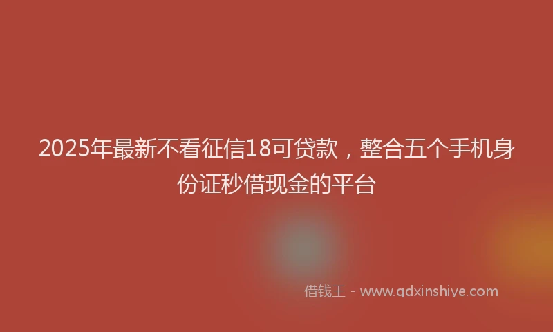 2025年最新不看征信18可贷款，整合五个手机身份证秒借现金的平台