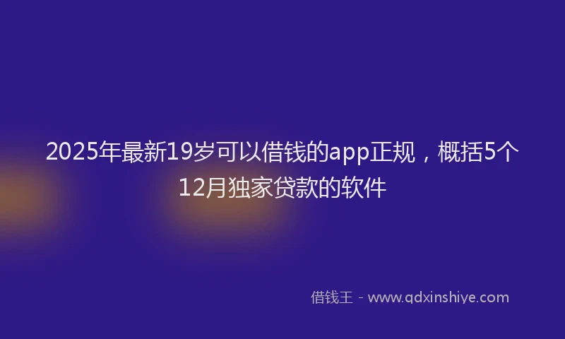2025年最新19岁可以借钱的app正规，概括5个12月独家贷款的软件