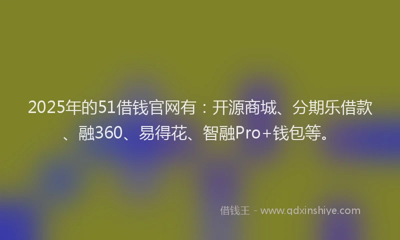 2025年的51借钱官网有：开源商城、分期乐借款、融360、易得花、智融Pro+钱包等。