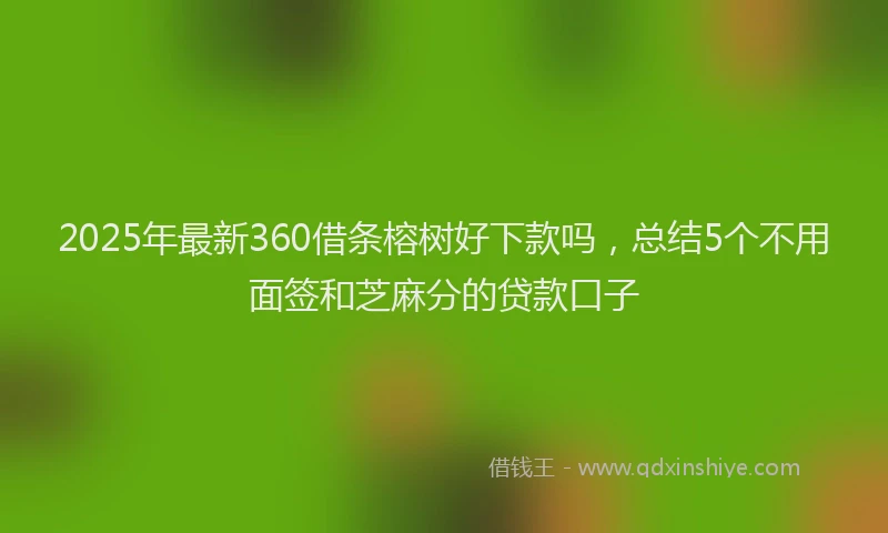2025年最新360借条榕树好下款吗，总结5个不用面签和芝麻分的贷款口子