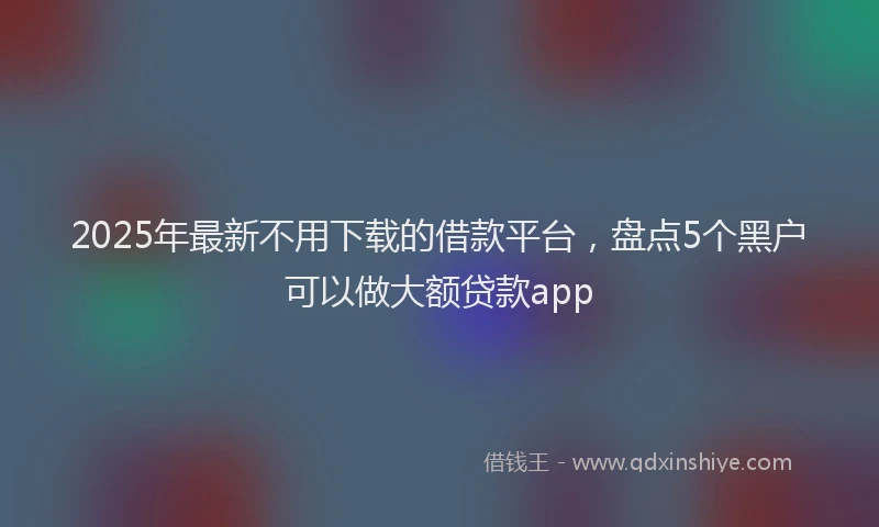 2025年最新不用下载的借款平台，盘点5个黑户可以做大额贷款app