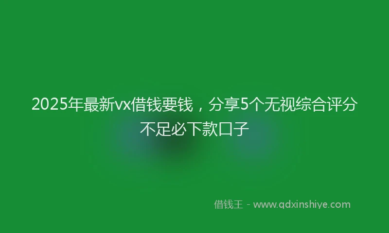 2025年最新vx借钱要钱，分享5个无视综合评分不足必下款口子