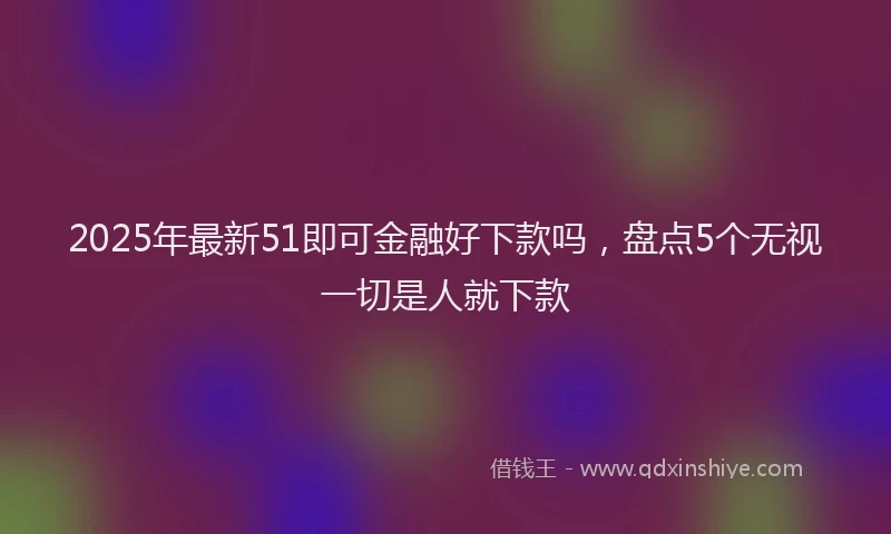 2025年最新51即可金融好下款吗，盘点5个无视一切是人就下款