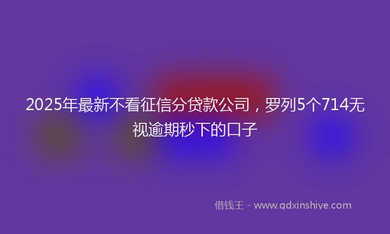 2025年最新不看征信分贷款公司，罗列5个714无视逾期秒下的口子