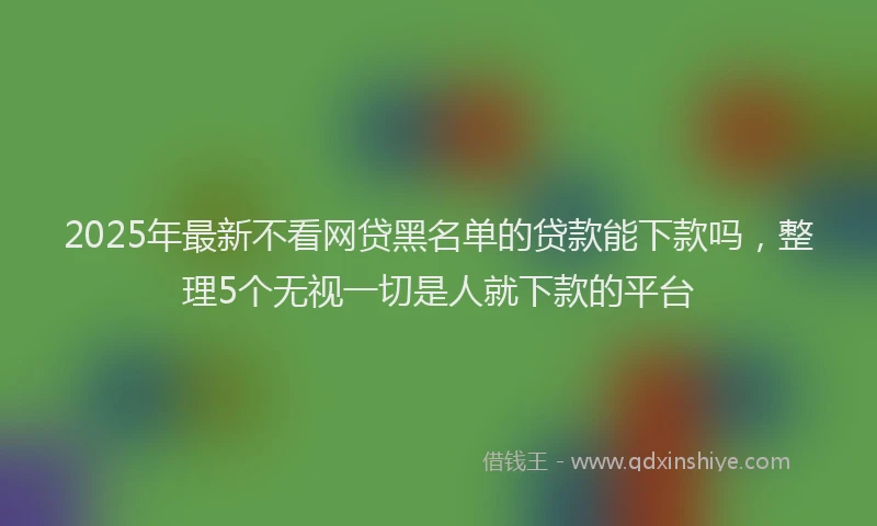 2025年最新不看网贷黑名单的贷款能下款吗，整理5个无视一切是人就下款的平台