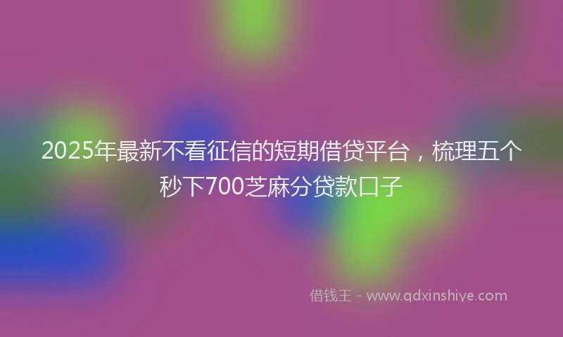 2025年最新不看征信的短期借贷平台，梳理五个秒下700芝麻分贷款口子