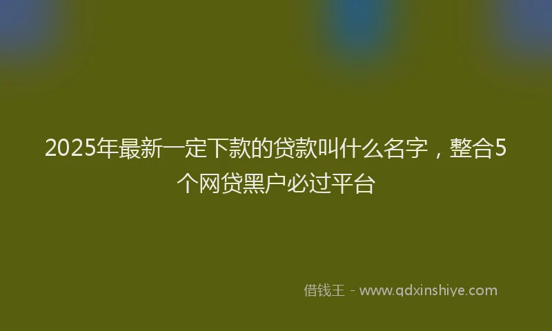 2025年最新一定下款的贷款叫什么名字，整合5个网贷黑户必过平台