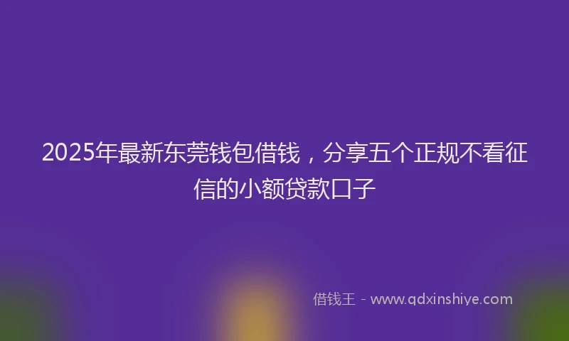 2025年最新东莞钱包借钱，分享五个正规不看征信的小额贷款口子
