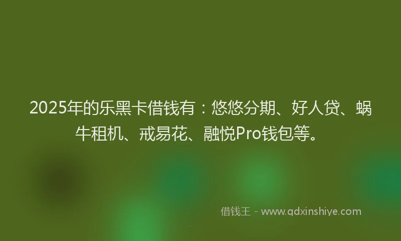 2025年的乐黑卡借钱有：悠悠分期、好人贷、蜗牛租机、戒易花、融悦Pro钱包等。