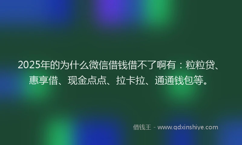 2025年的为什么微信借钱借不了啊有：粒粒贷、惠享借、现金点点、拉卡拉、通通钱包等。