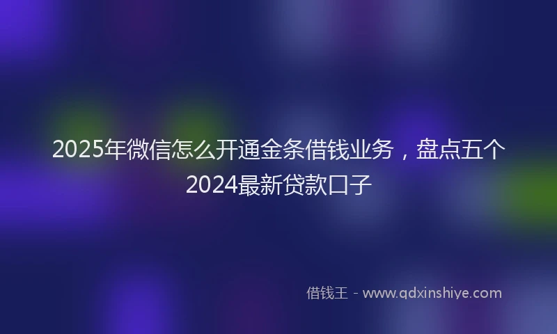 2025年微信怎么开通金条借钱业务，盘点五个2024最新贷款口子