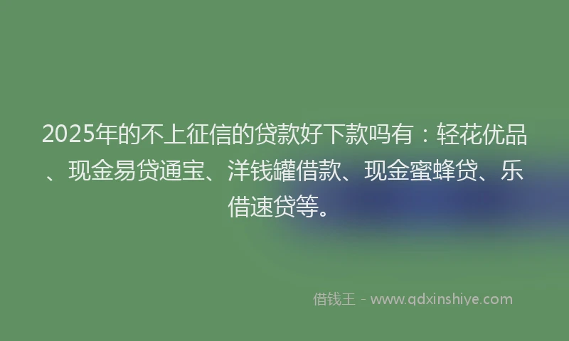 2025年的不上征信的贷款好下款吗有：轻花优品、现金易贷通宝、洋钱罐借款、现金蜜蜂贷、乐借速贷等。
