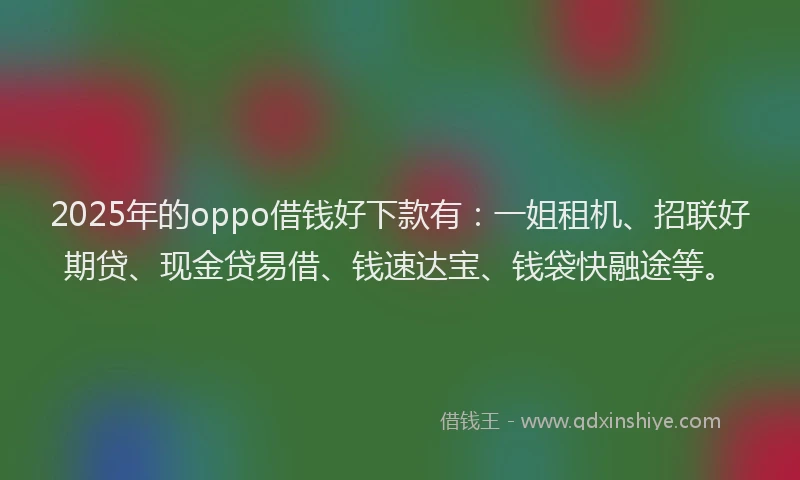 2025年的oppo借钱好下款有：一姐租机、招联好期贷、现金贷易借、钱速达宝、钱袋快融途等。