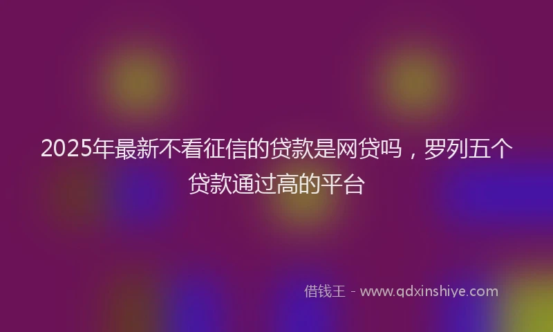 2025年最新不看征信的贷款是网贷吗，罗列五个贷款通过高的平台
