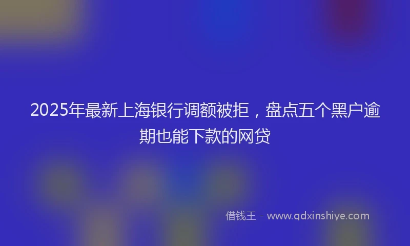 2025年最新上海银行调额被拒，盘点五个黑户逾期也能下款的网贷
