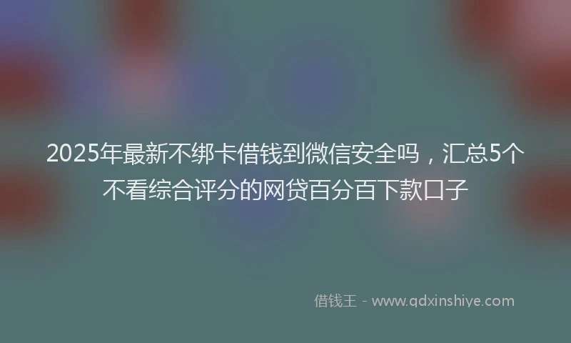 2025年最新不绑卡借钱到微信安全吗，汇总5个不看综合评分的网贷百分百下款口子