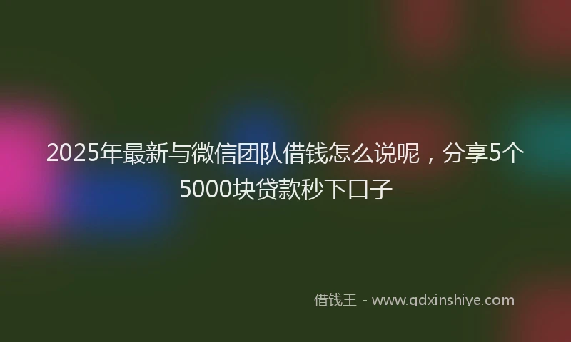 2025年最新与微信团队借钱怎么说呢，分享5个5000块贷款秒下口子