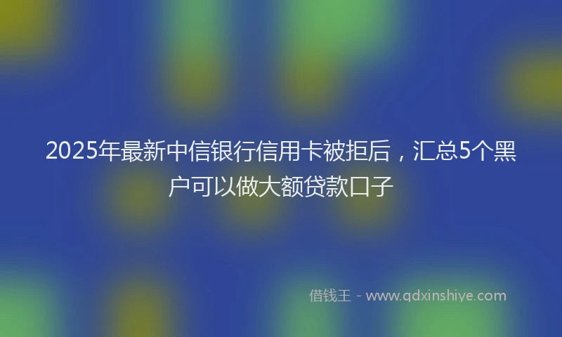 2025年最新中信银行信用卡被拒后，汇总5个黑户可以做大额贷款口子