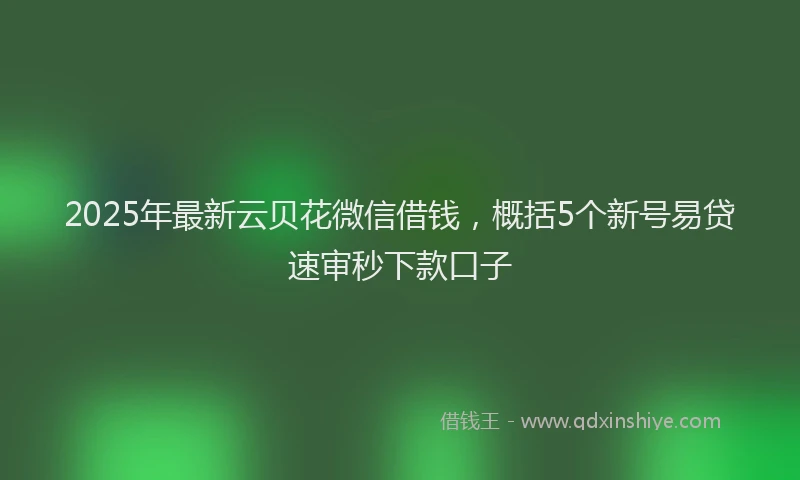 2025年最新云贝花微信借钱，概括5个新号易贷速审秒下款口子