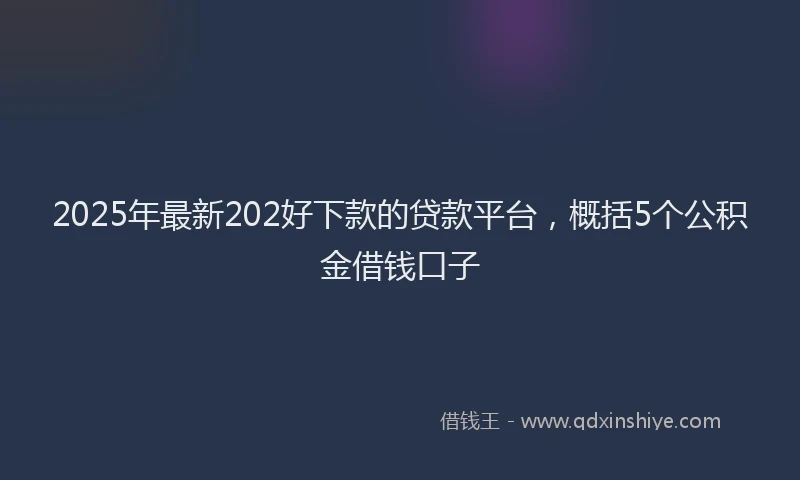 2025年最新202好下款的贷款平台，概括5个公积金借钱口子