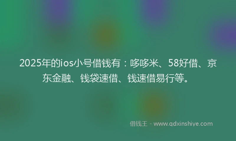 2025年的ios小号借钱有：哆哆米、58好借、京东金融、钱袋速借、钱速借易行等。