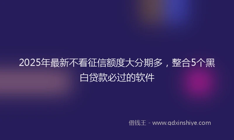 2025年最新不看征信额度大分期多，整合5个黑白贷款必过的软件
