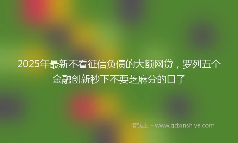 2025年最新不看征信负债的大额网贷，罗列五个金融创新秒下不要芝麻分的口子