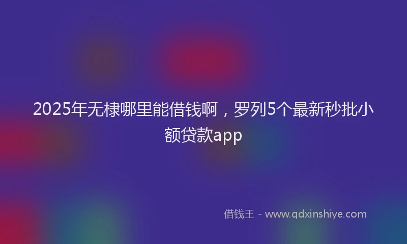 2025年无棣哪里能借钱啊，罗列5个最新秒批小额贷款app