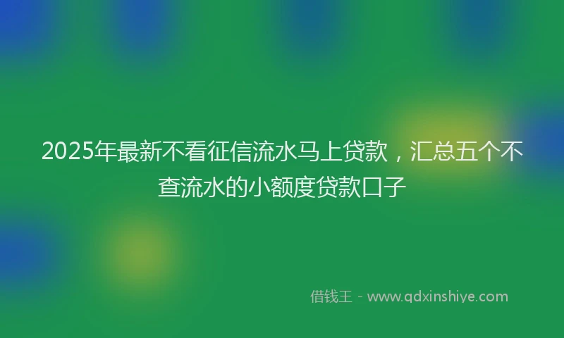 2025年最新不看征信流水马上贷款，汇总五个不查流水的小额度贷款口子