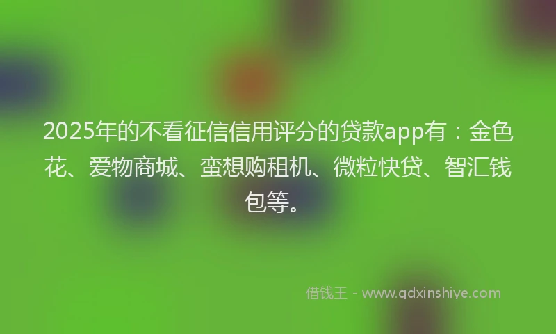 2025年的不看征信信用评分的贷款app有：金色花、爱物商城、蛮想购租机、微粒快贷、智汇钱包等。