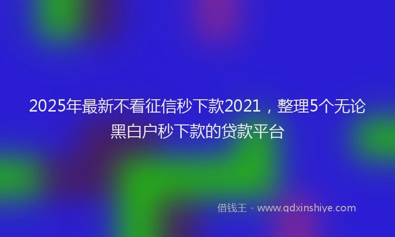 2025年最新不看征信秒下款2021，整理5个无论黑白户秒下款的贷款平台