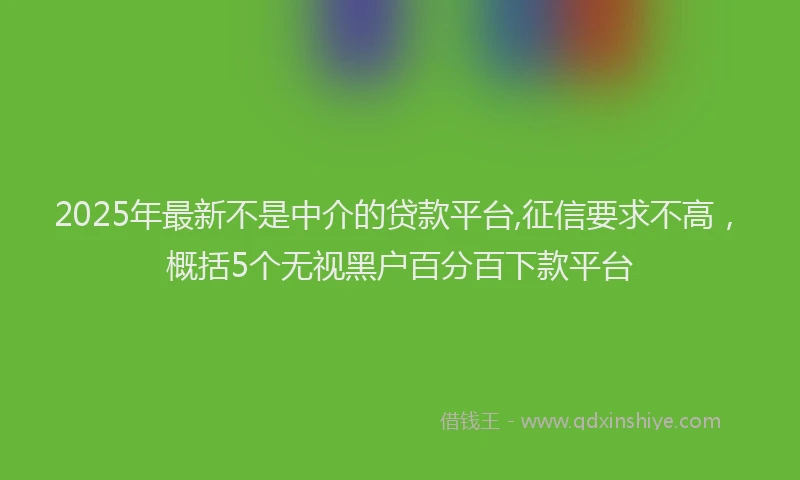 2025年最新不是中介的贷款平台,征信要求不高，概括5个无视黑户百分百下款平台