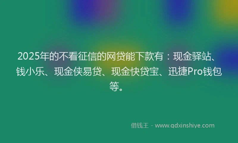 2025年的不看征信的网贷能下款有：现金驿站、钱小乐、现金侠易贷、现金快贷宝、迅捷Pro钱包等。