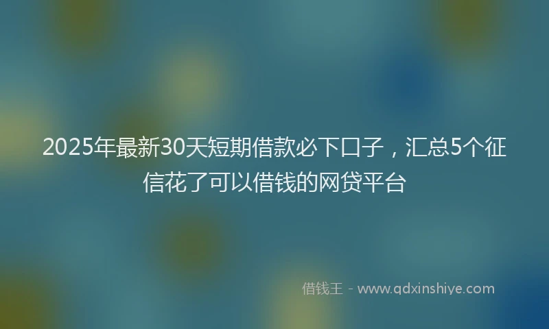 2025年最新30天短期借款必下口子，汇总5个征信花了可以借钱的网贷平台