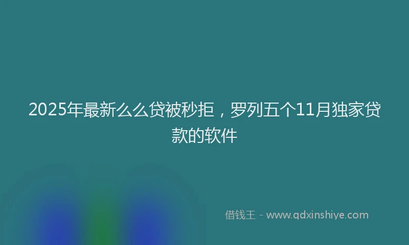 2025年最新么么贷被秒拒，罗列五个11月独家贷款的软件