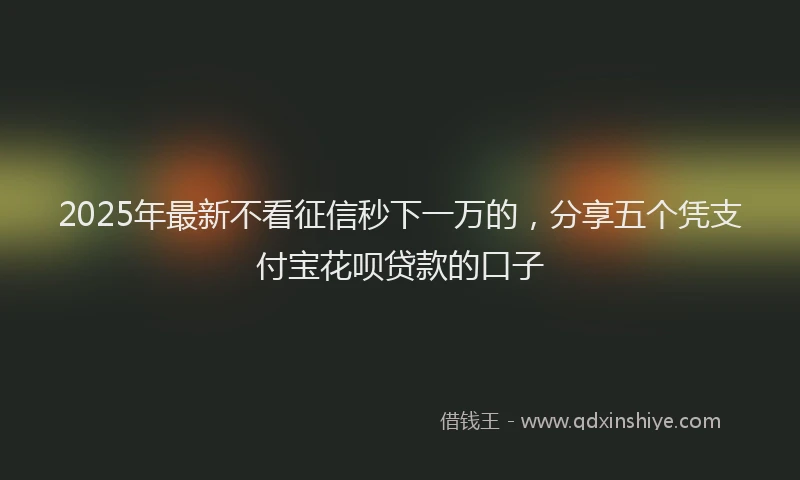 2025年最新不看征信秒下一万的，分享五个凭支付宝花呗贷款的口子