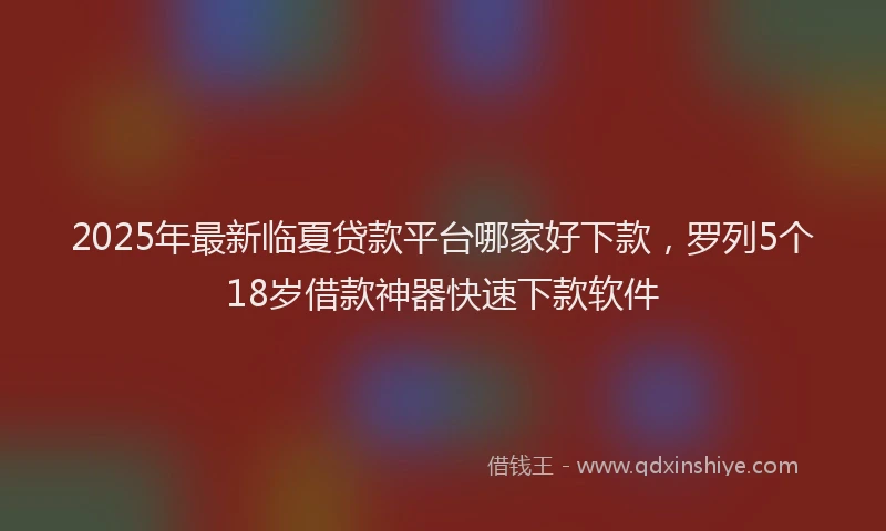 2025年最新临夏贷款平台哪家好下款，罗列5个18岁借款神器快速下款软件