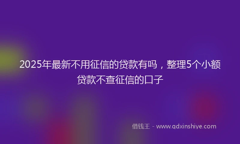 2025年最新不用征信的贷款有吗，整理5个小额贷款不查征信的口子