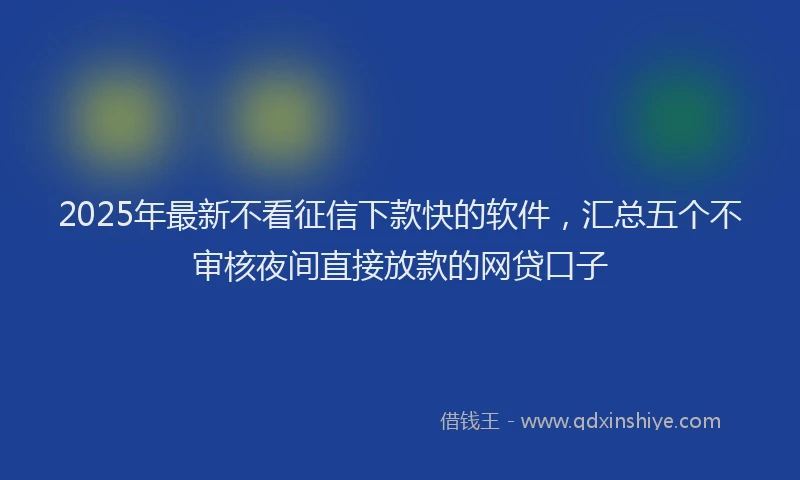 2025年最新不看征信下款快的软件，汇总五个不审核夜间直接放款的网贷口子