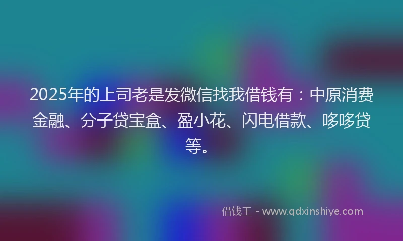 2025年的上司老是发微信找我借钱有：中原消费金融、分子贷宝盒、盈小花、闪电借款、哆哆贷等。