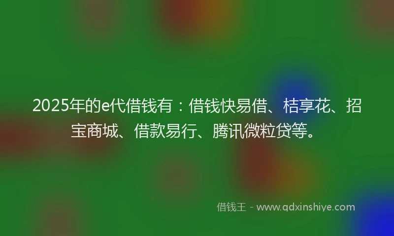 2025年的e代借钱有：借钱快易借、桔享花、招宝商城、借款易行、腾讯微粒贷等。