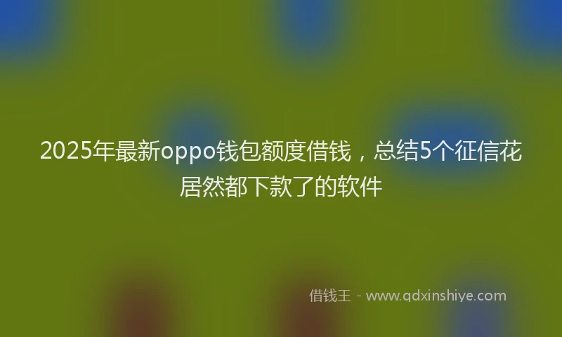 2025年最新oppo钱包额度借钱，总结5个征信花居然都下款了的软件