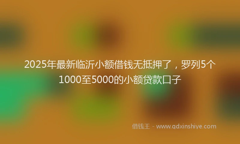 2025年最新临沂小额借钱无抵押了，罗列5个1000至5000的小额贷款口子