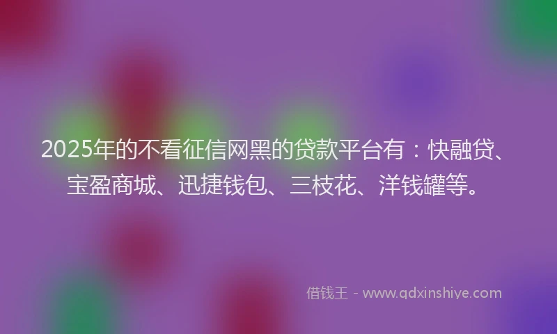 2025年的不看征信网黑的贷款平台有：快融贷、宝盈商城、迅捷钱包、三枝花、洋钱罐等。