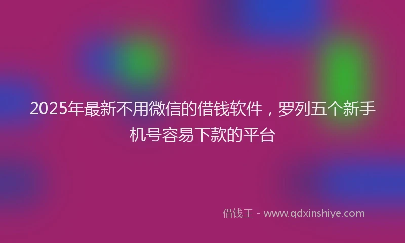 2025年最新不用微信的借钱软件，罗列五个新手机号容易下款的平台