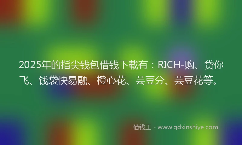 2025年的指尖钱包借钱下载有：RICH-购、贷你飞、钱袋快易融、橙心花、芸豆分、芸豆花等。